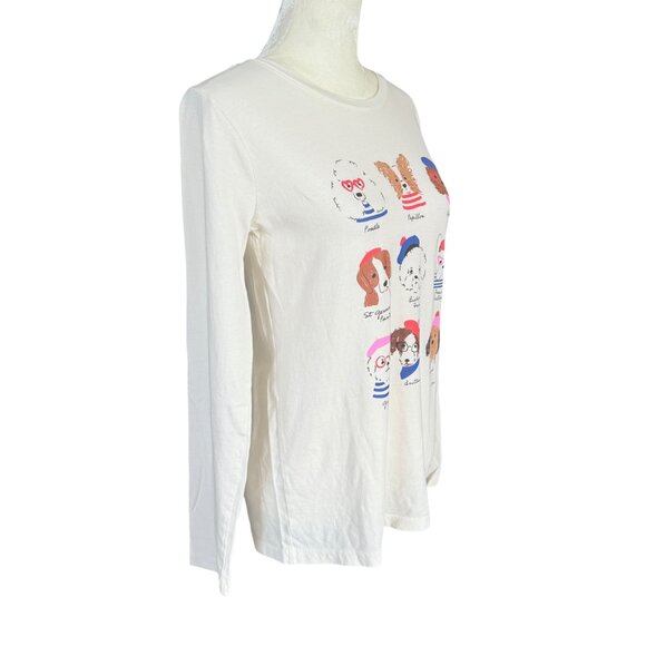 J. Crew Collector Tee cream colored long sleeve crewneck dog t-shirt size small - Picture 2 of 8